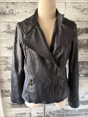 Michael Kors Black Leather Moto Jacket - Women